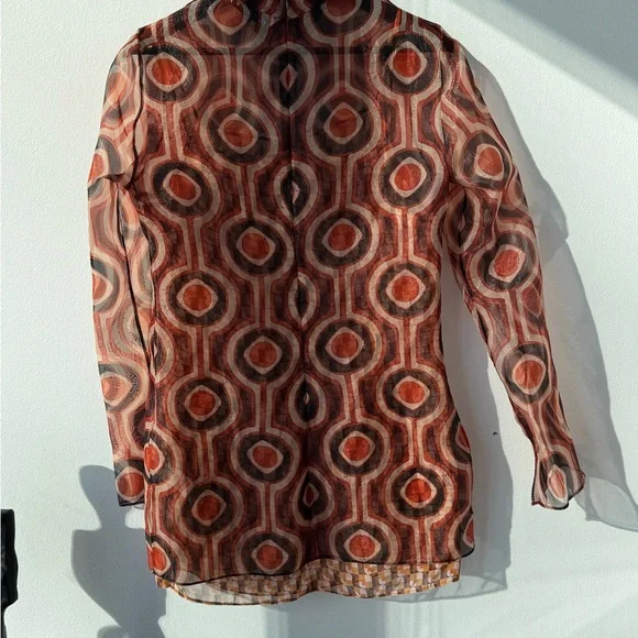 Zara Geometric Patterned Red Dress - Picture 10 of 11